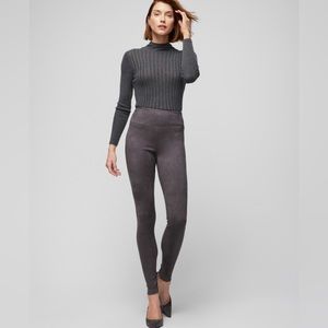 WHBM gray faux suede sz 0 runway leggings White House Black Market WP4